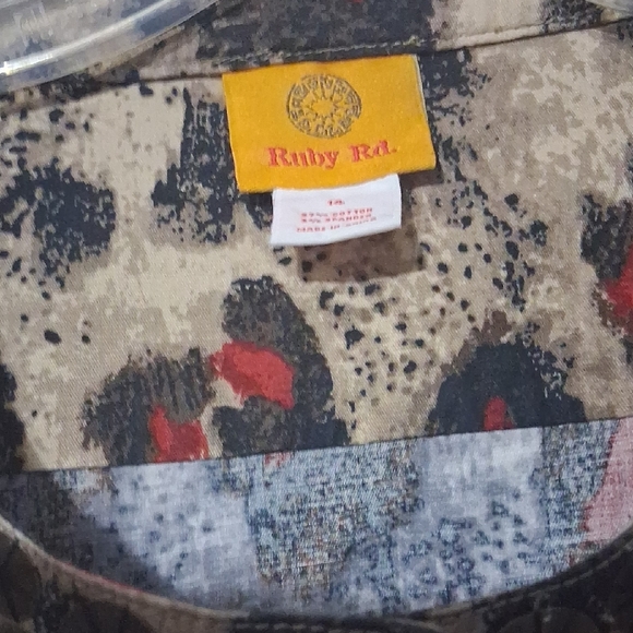 Ruby Rd. Red and Beige Animal Print Jacket - Picture 2 of 11